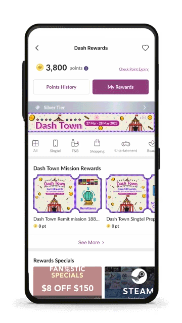 Login to Dash Rewards homepage