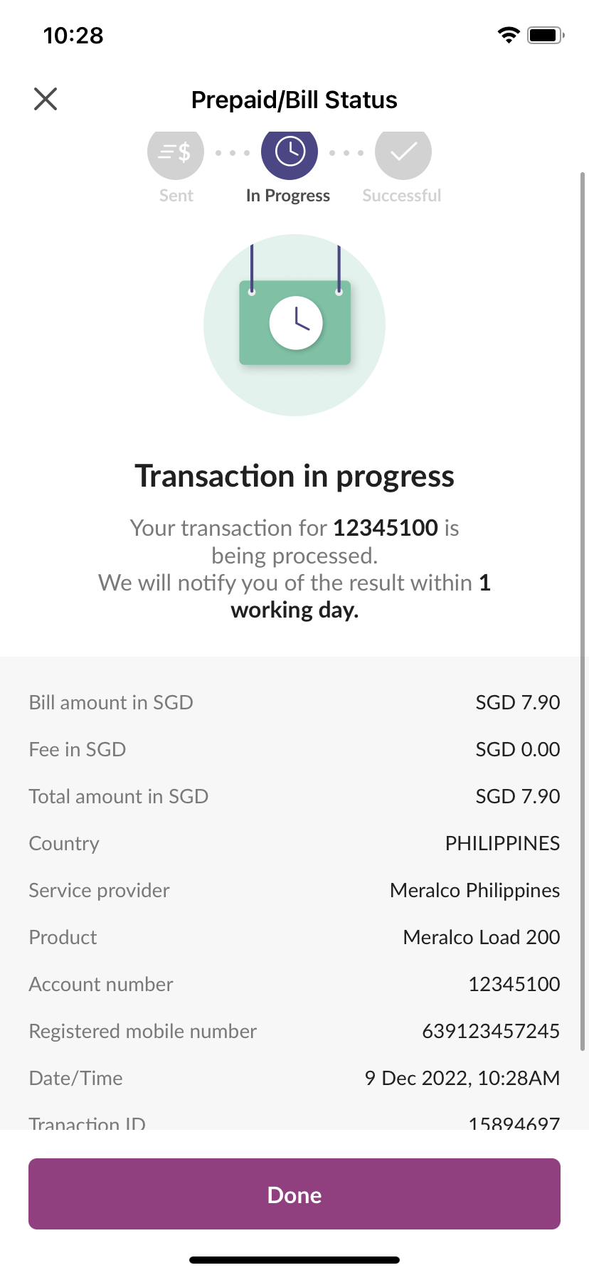 Overseas Bill Payment is being processed